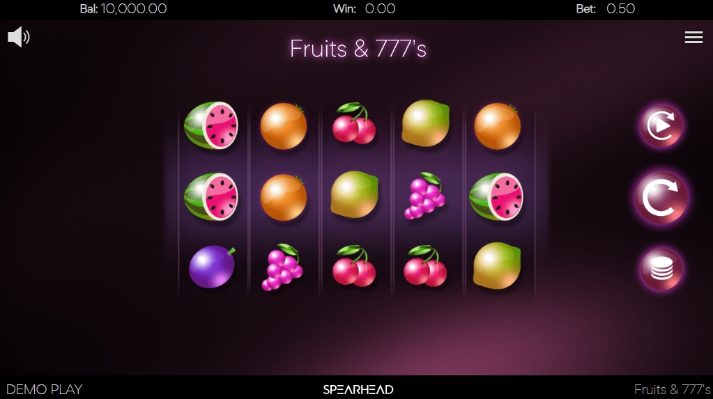 Интерфейс слота Fruits and Sevens