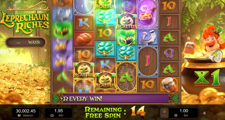 Интерфейс слота Leprechaun Riches