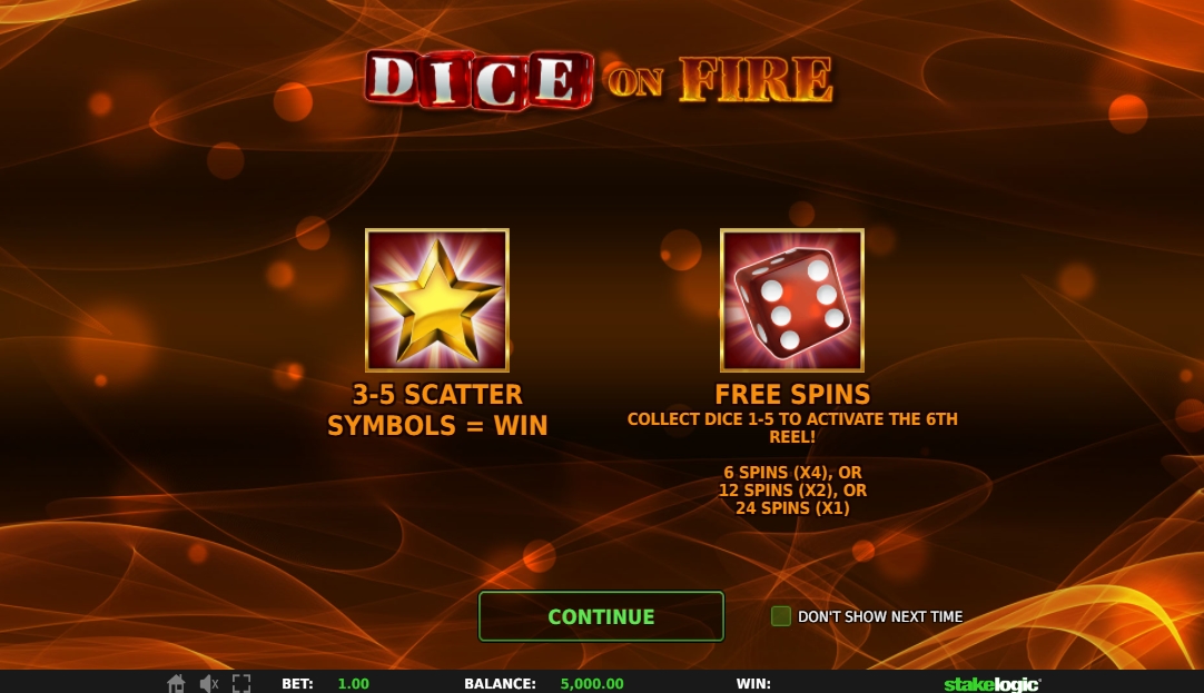Интерфейс слота Dice on Fire