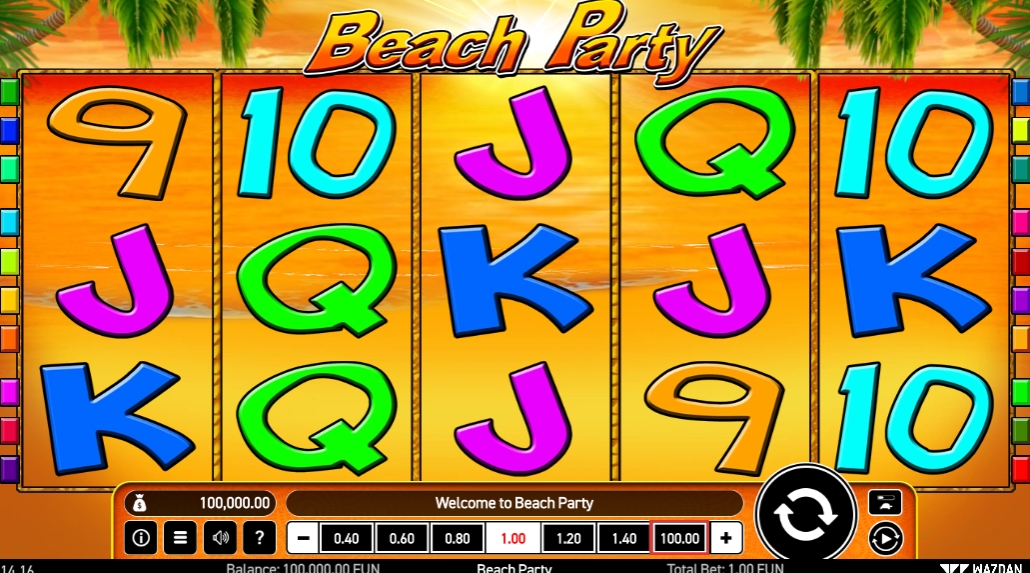 Интерфейс слота Beach Party