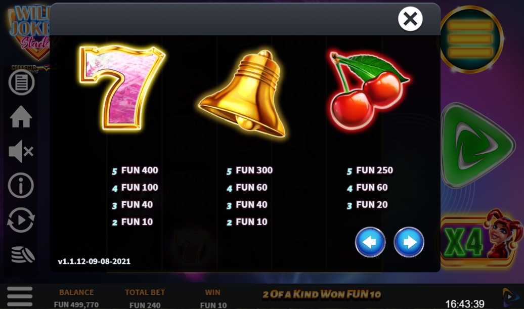 Выигрышные комбинации Wild Joker Stacks