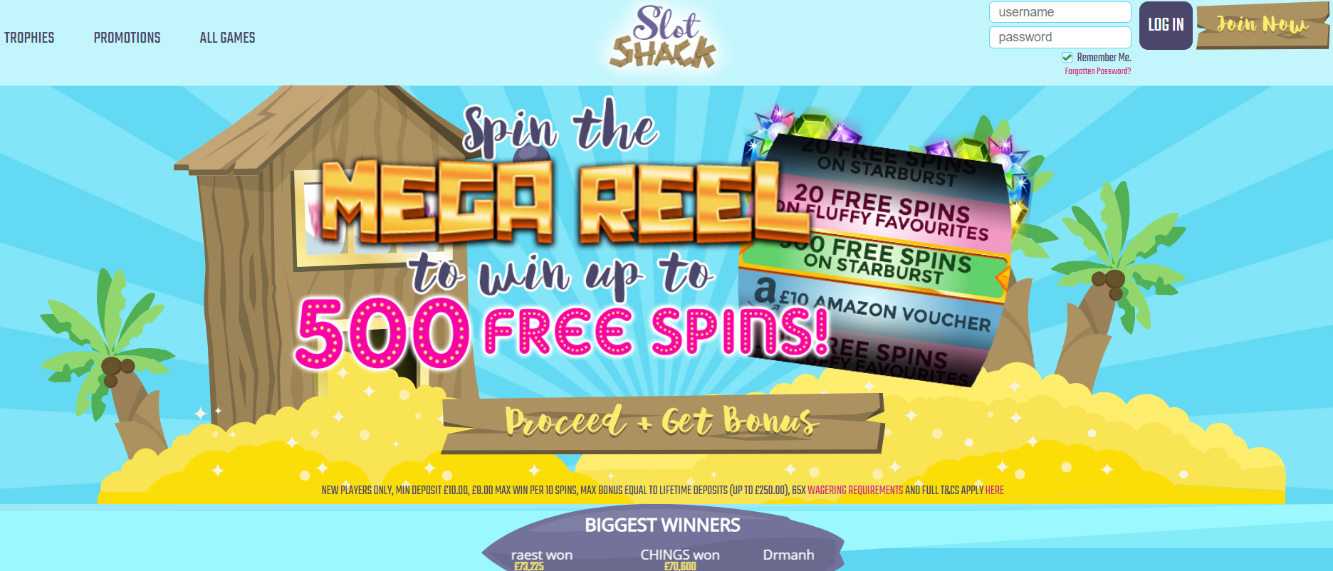 Интерфейс казино Slot Shack