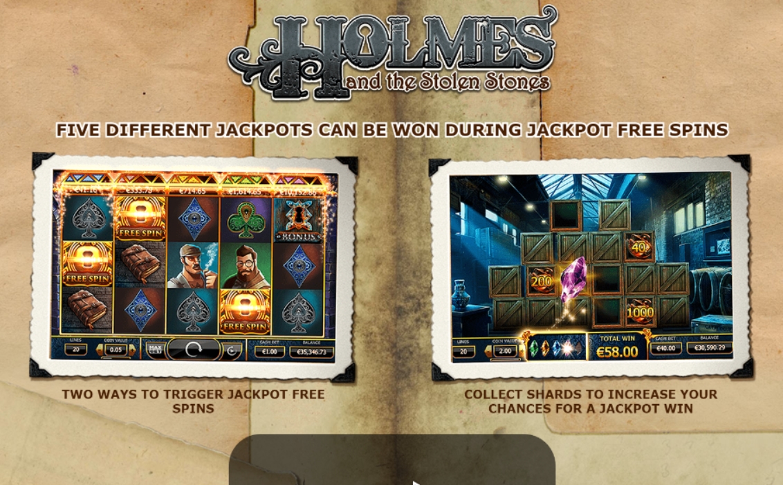Интерфейс слота Holmes and The Stolen Stones