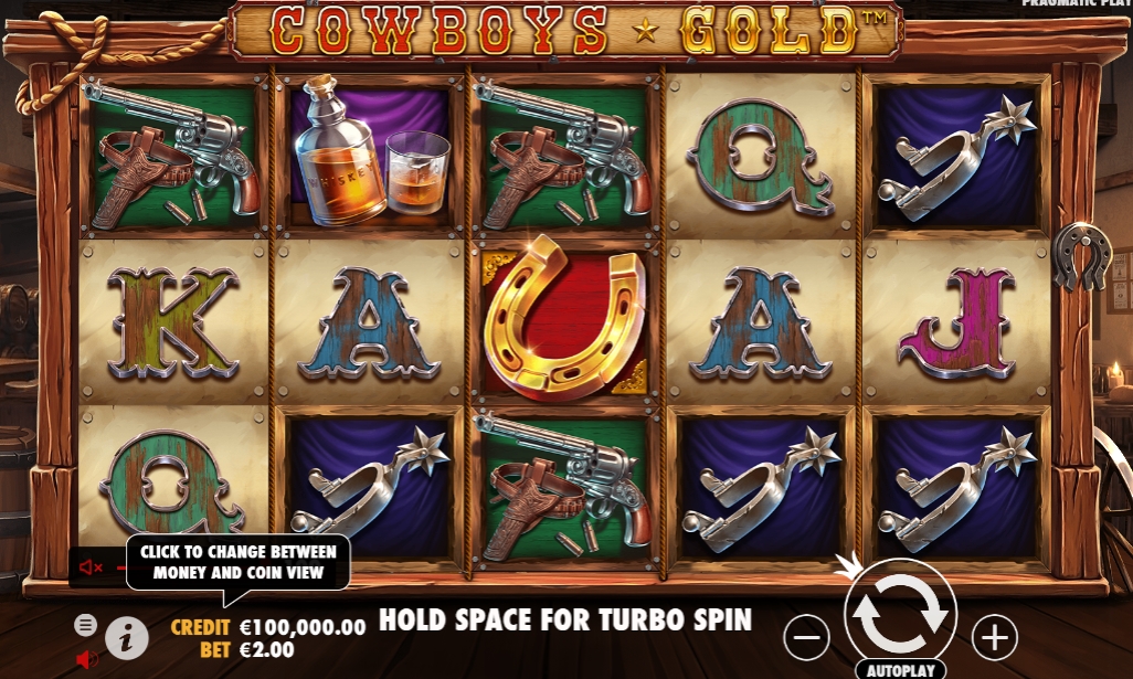 Интерфейс слота Cowboys Gold