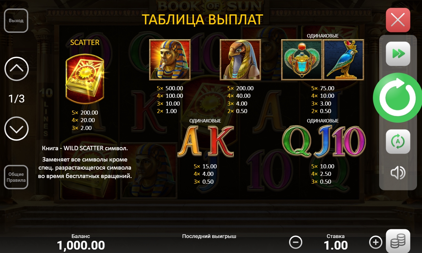 Специальные символы в слоте Book of Sun: Multichance