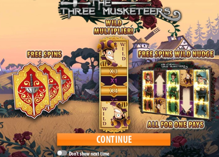 Интерфейс казино The Three Musketeers