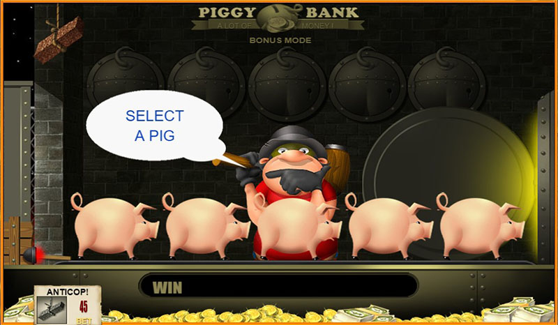 Бонусная игра в слоте Piggy Bank