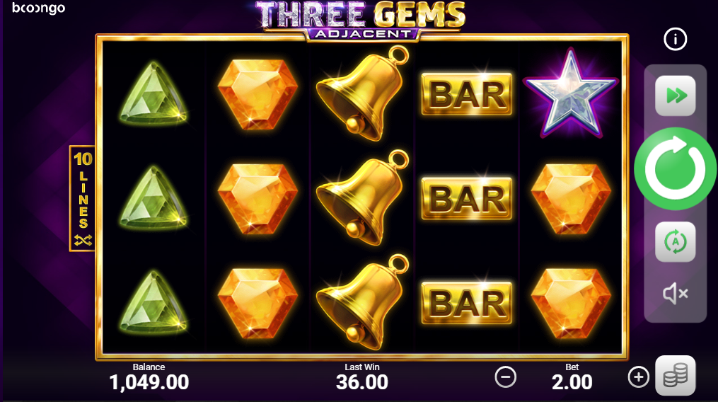 Интерфейс слота Three Gems