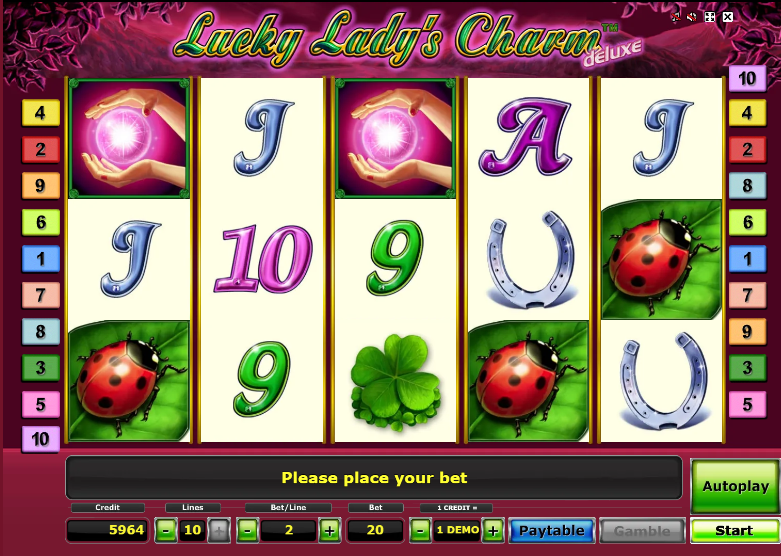 Интерфейс слота Lucky Ladyʼs Charm