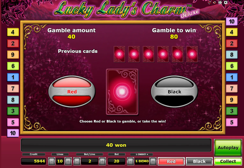Риск игра в слоте Lucky Ladyʼs Charm