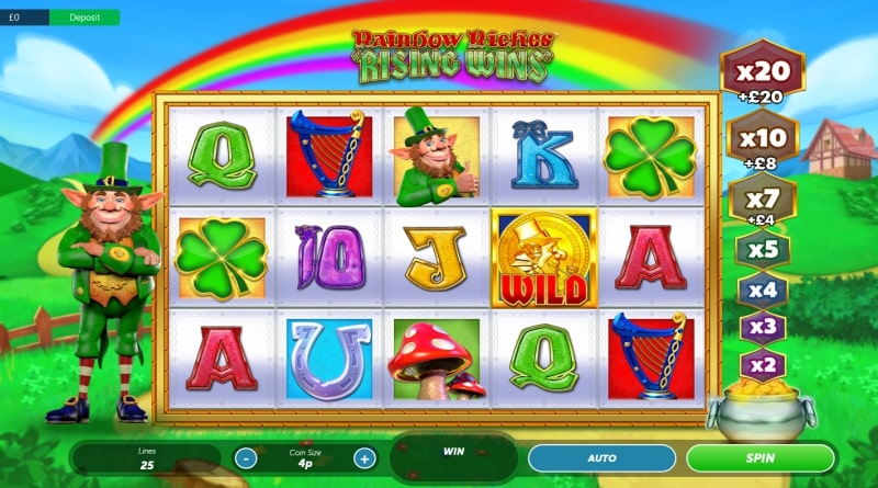Интерфейс слота Rainbow Riches Rising Wins