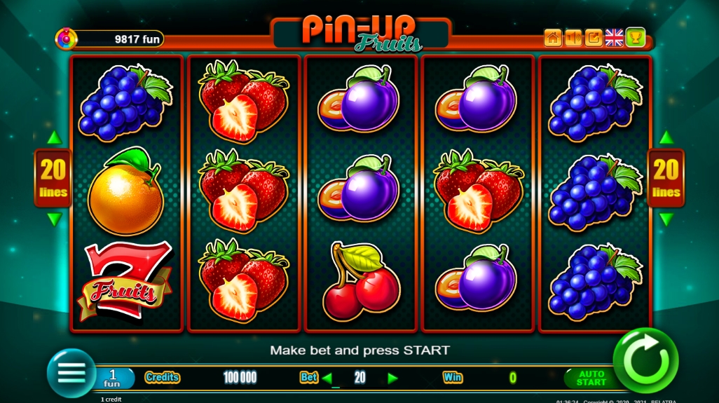 Интерфейс слота Pin-Up 100 Fruits
