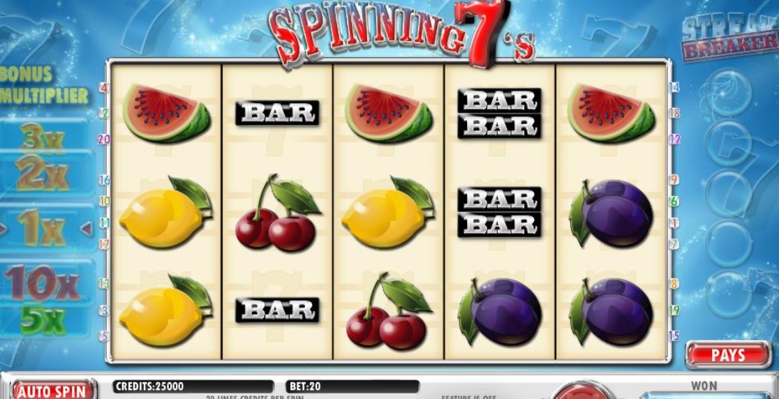 Интерфейс слота Spinning 7's