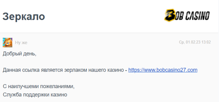 Техподдержка Bob