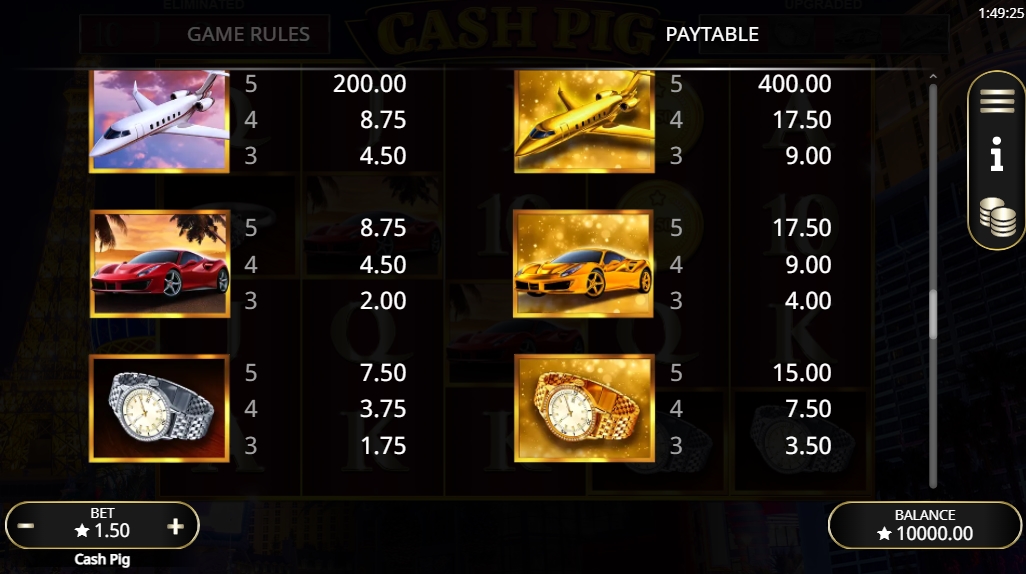 Выигрышные комбинации в слоте Cash Pig