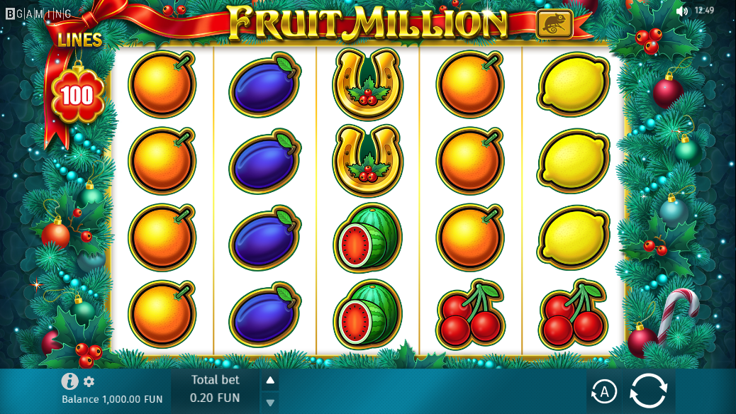 Интерфейс слота Fruit Million