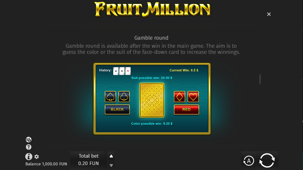 Риск-игра в слоте Fruit Million