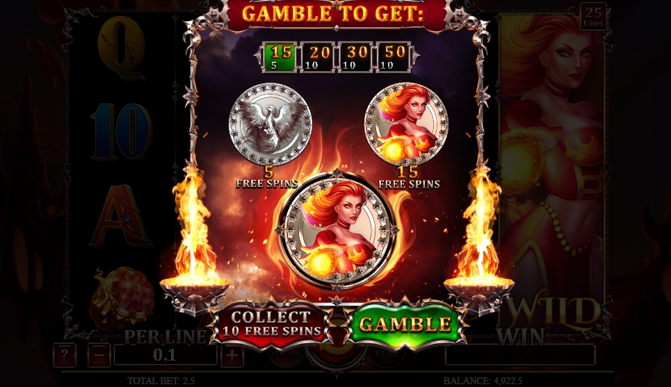 Бонусная игра в слоте Queen Of Fire 