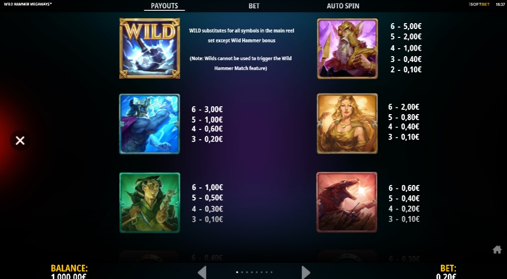 Интерфейс слота Wild Hammer Megaways