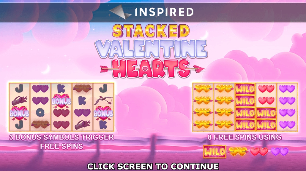 Интерфейс слота Stacked Valentine Hearts
