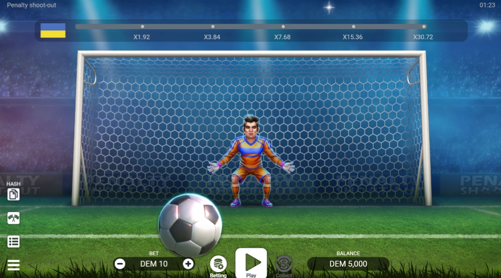 Интерфейс слота Penalty Shoot Out