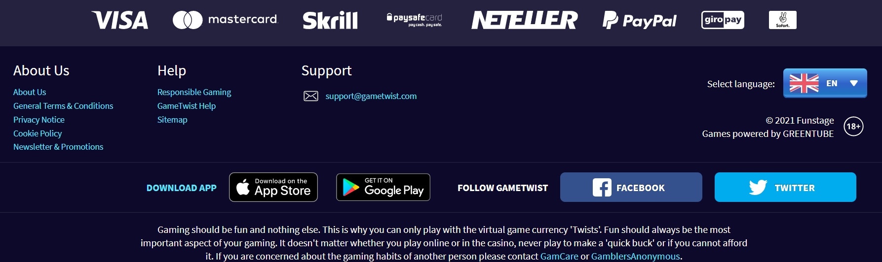 Интерфейс казино GameTwist