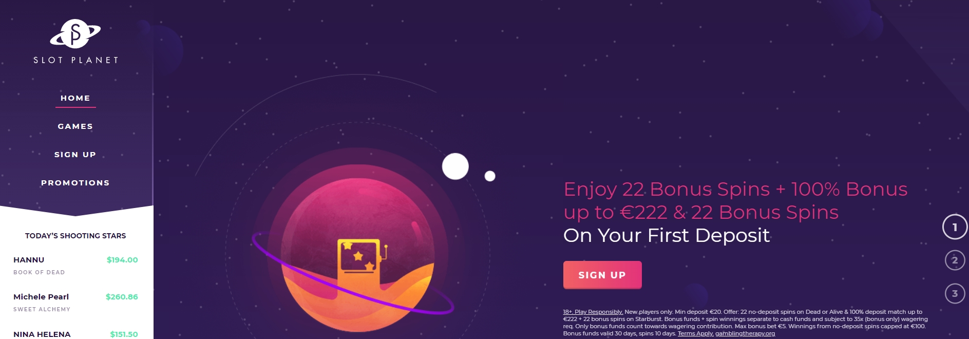 Интерфейс казино Slot Planet