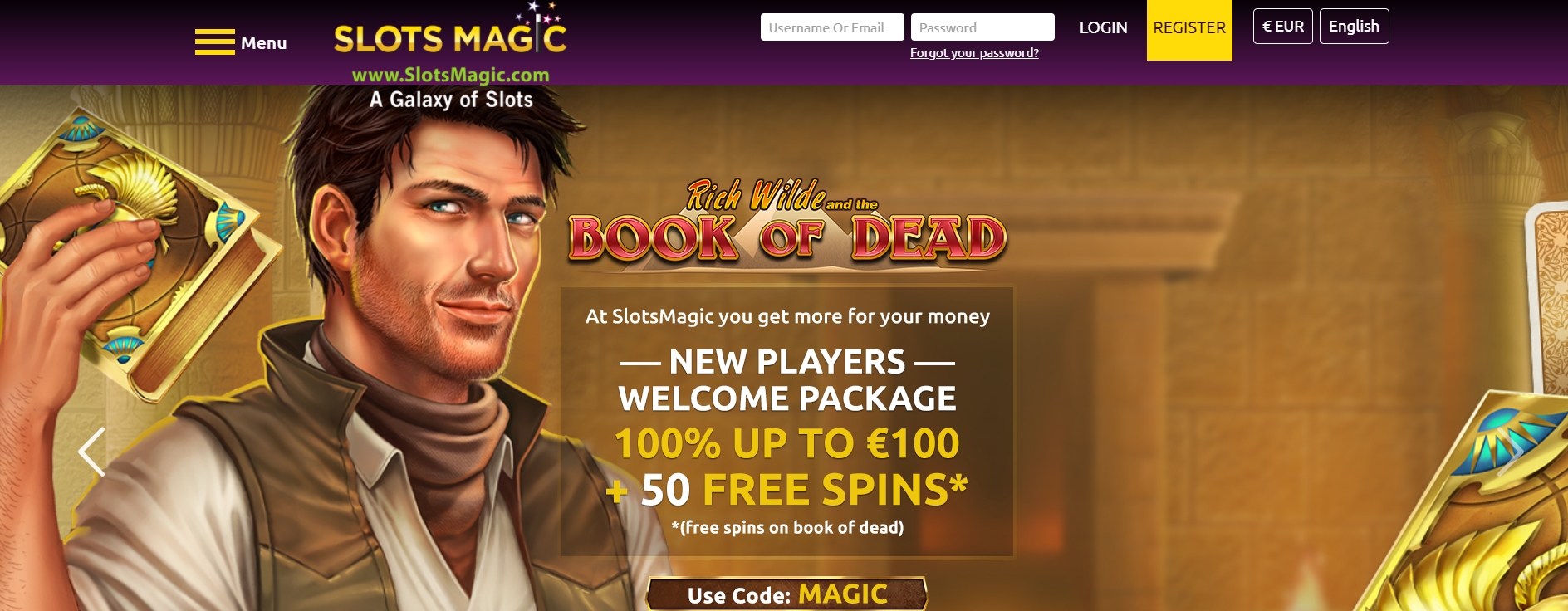 Интерфейс казино Slots Magic