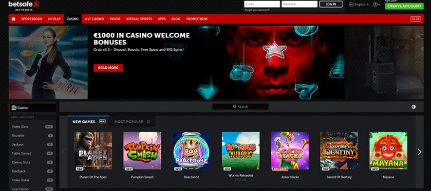 Главная страница Betsafe Casino