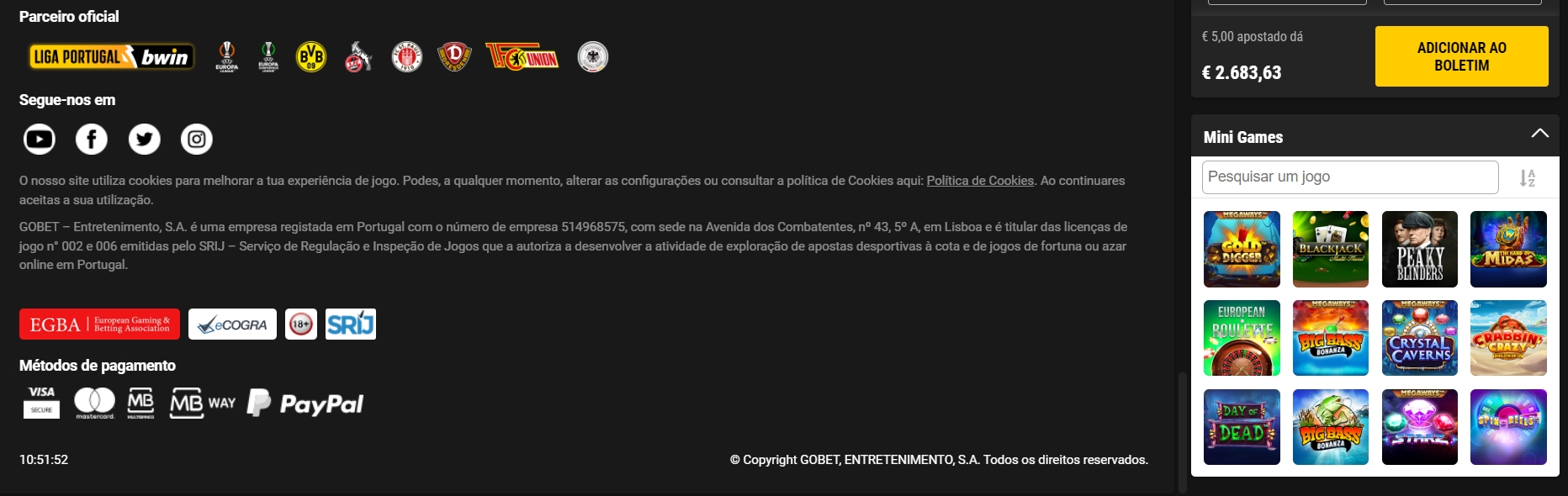 Интерфейс казино Bwin