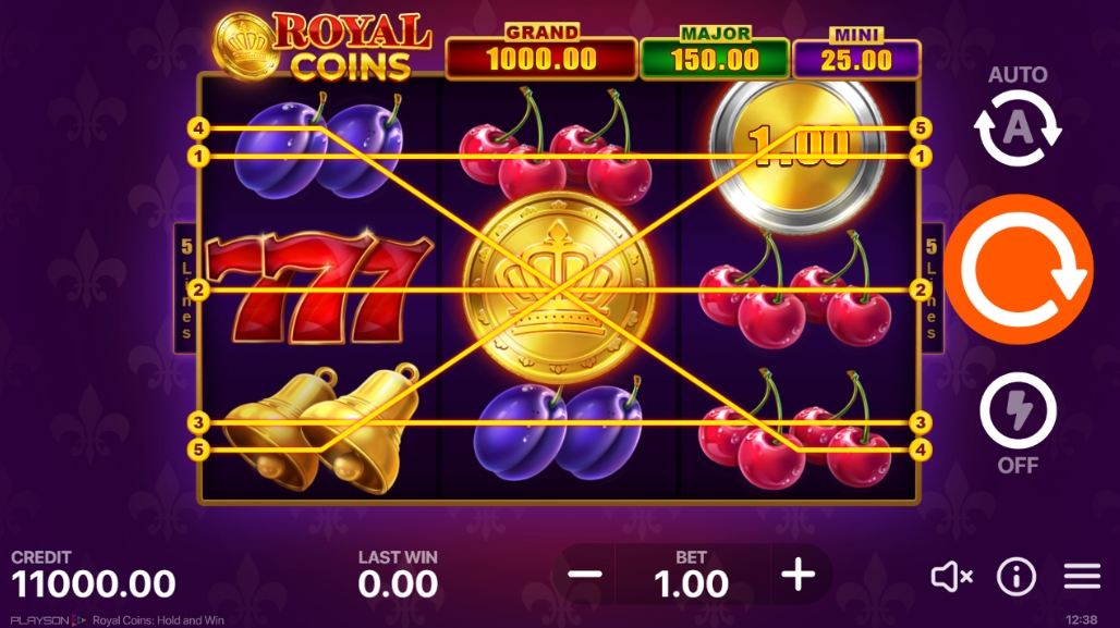 Интерфейс слота Royal Coins: Hold and Win