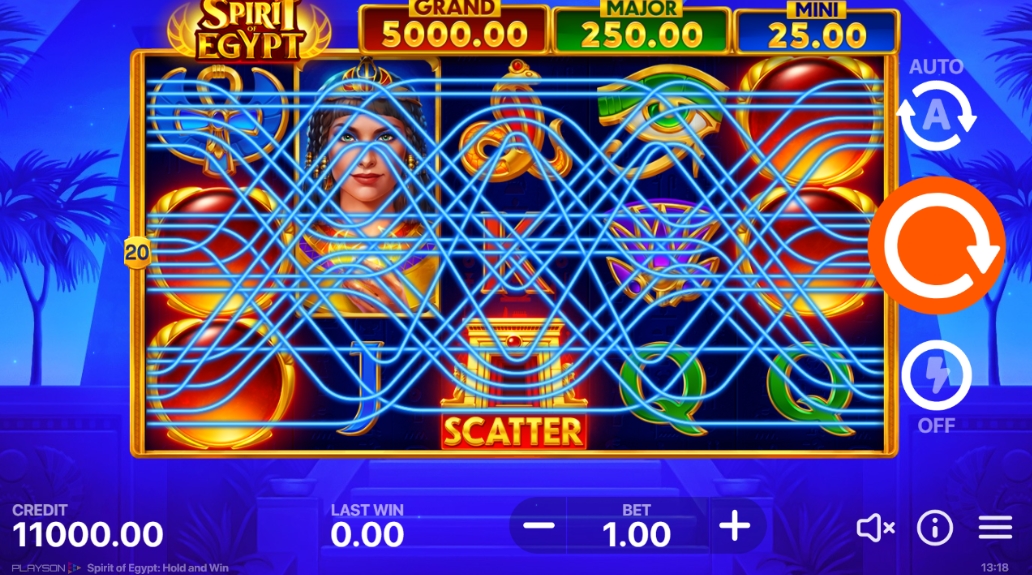 Интерфейс слота Spirit of Egypt: Hold and Win