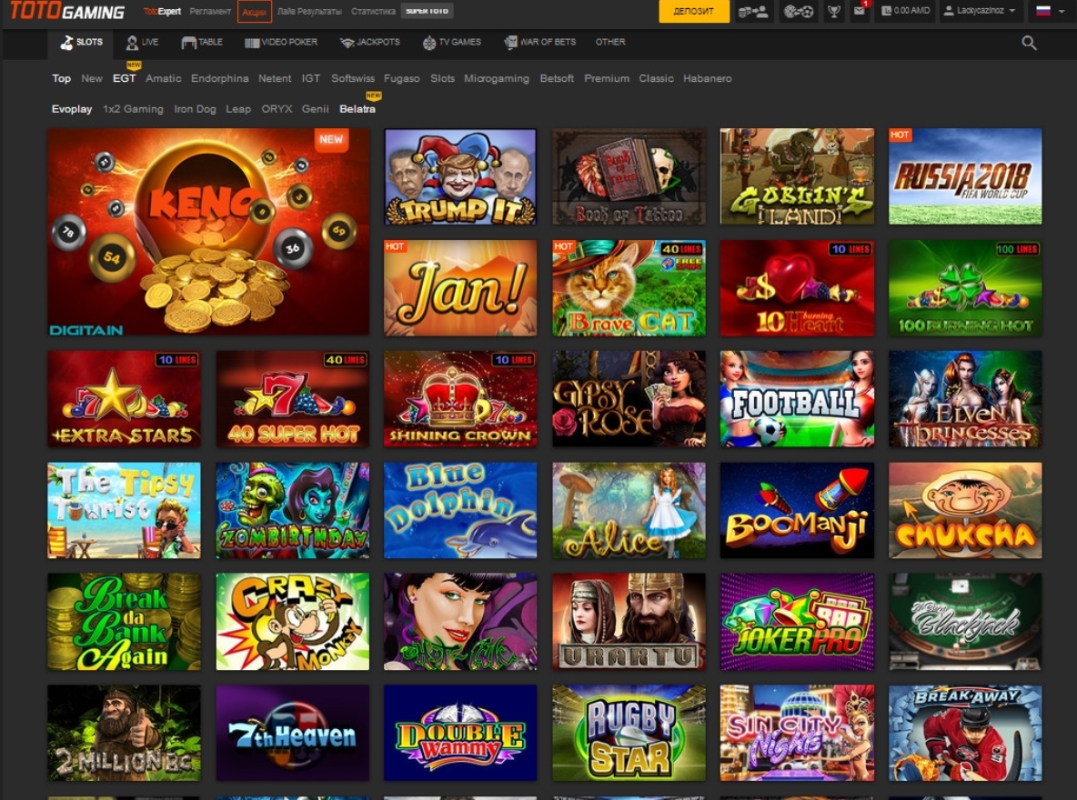 Слоты в казино TotoGaming