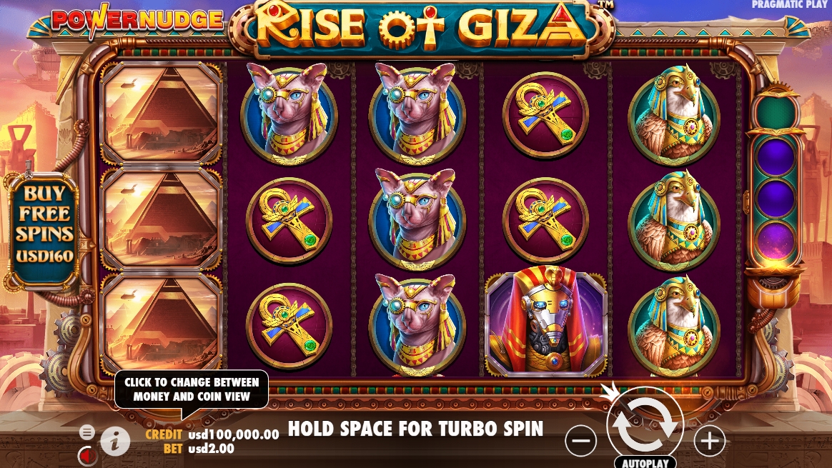 Интерфейс слота Rise of Giza Power Nudge