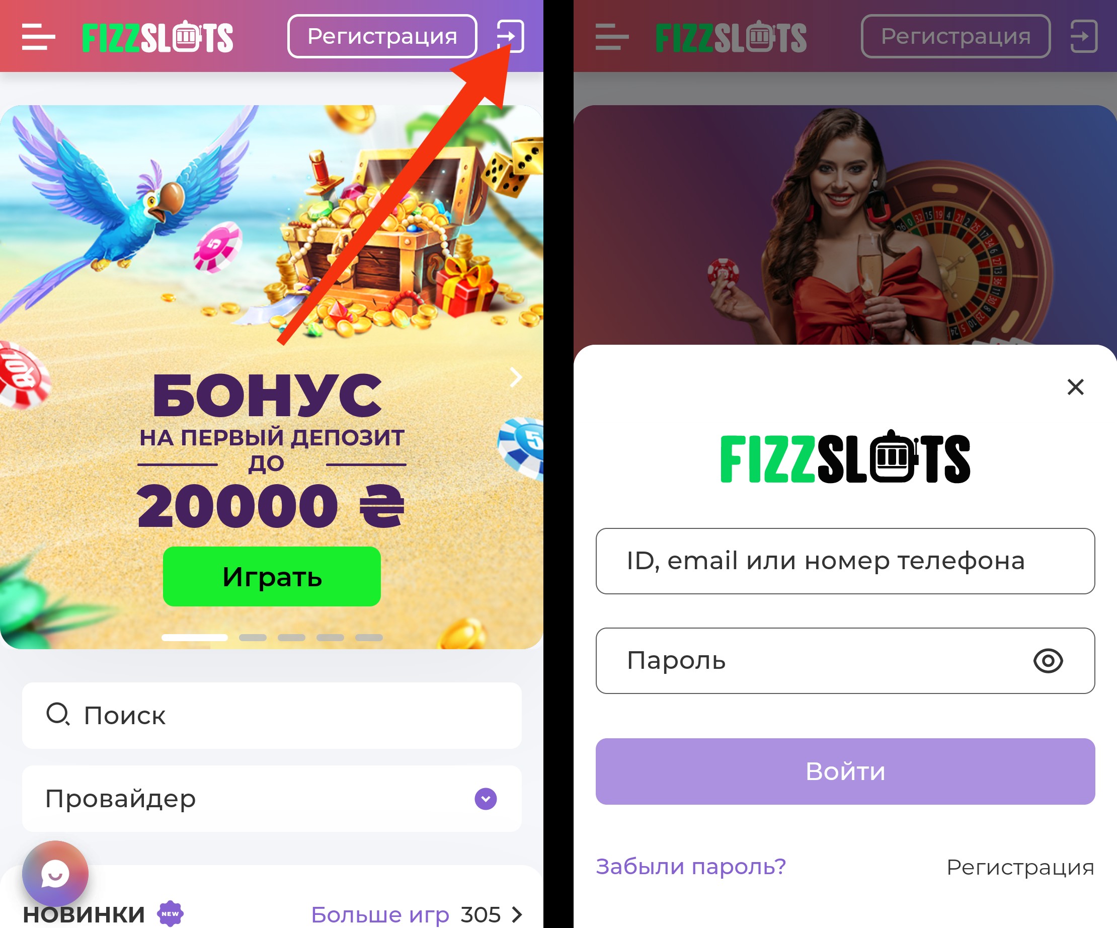 Вход моб фз