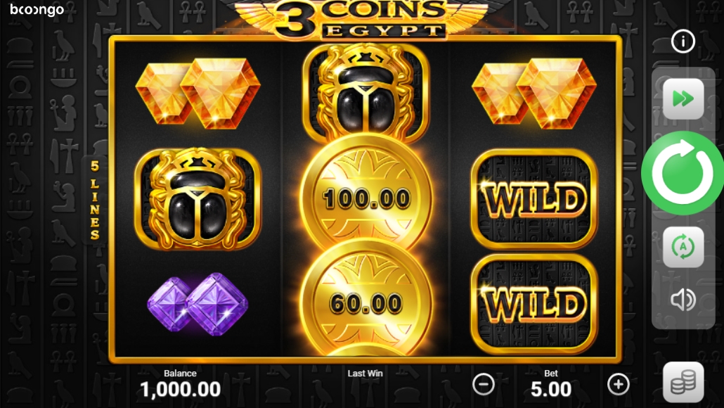 Интерфейс слота 3 Coins EgyptИнтерфейс слота 3 Coins Egypt
