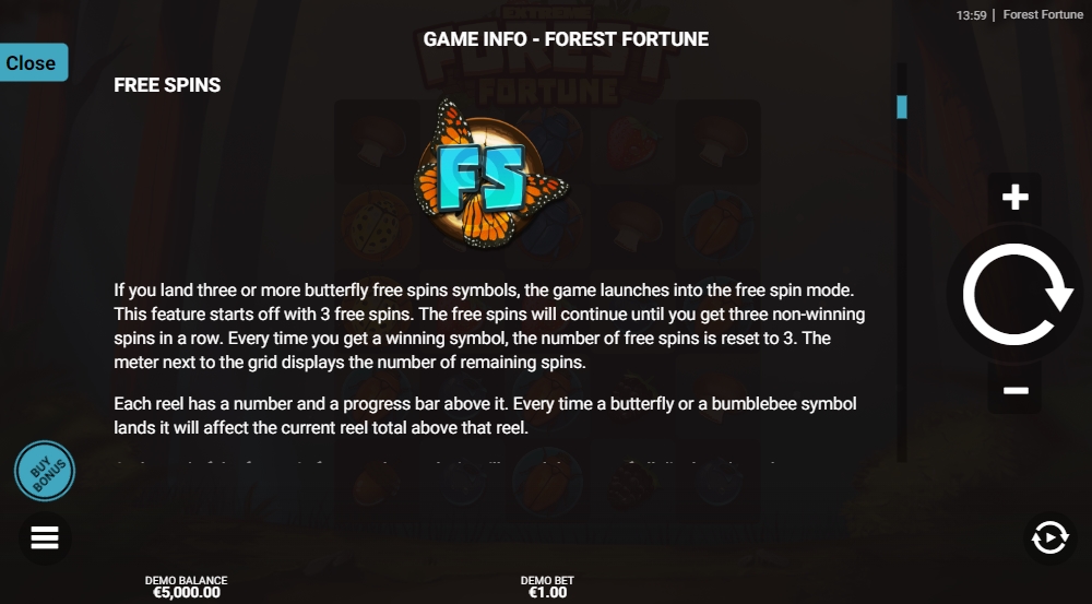Фриспины в слоте Forest Fortune
