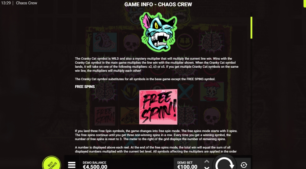 Бонусная игра и фриспины в слоте Chaos Crew