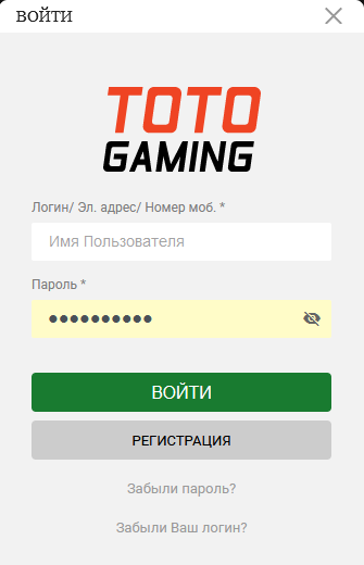 Регистрация в TotoGaming 9