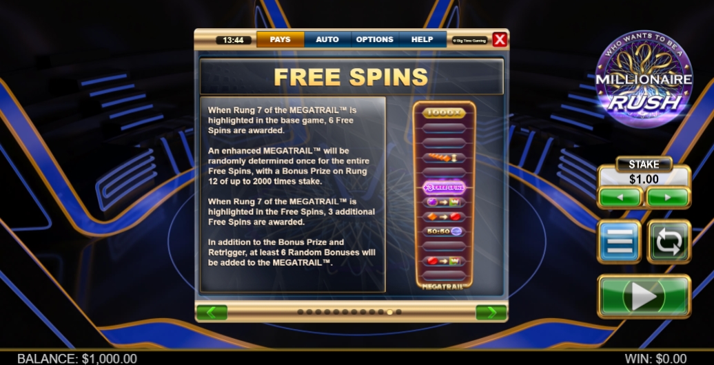 Фриспины в слоте Millionaire Rush