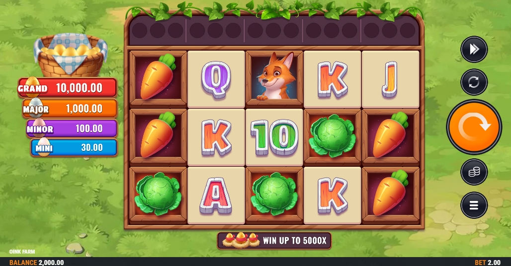Интерфейс слота Oink Farm