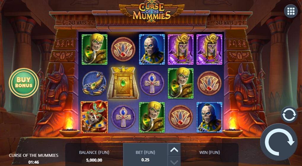 Интерфейс слота Curse of the Mummies