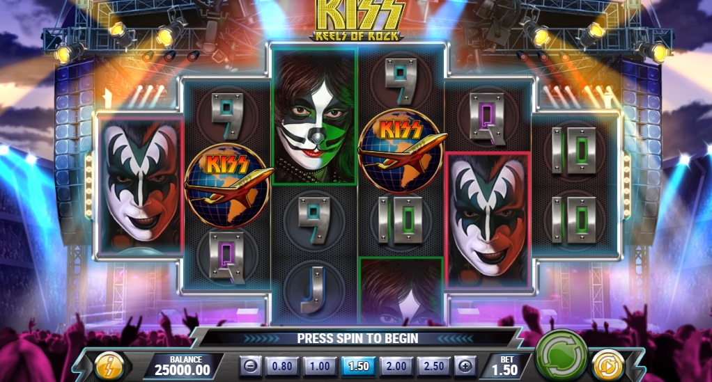 Интерфейс слота KISS Reels of Rock