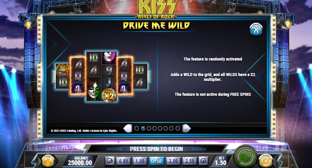 Бонусная игра в слоте KISS Reels of Rock