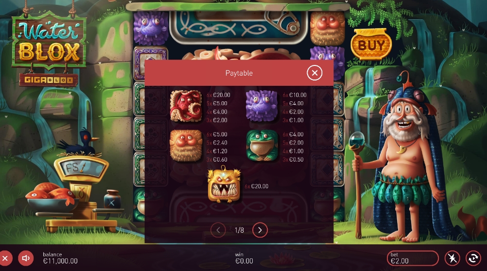 Выигрышные комбинации в слоте Waterblox Gigablox