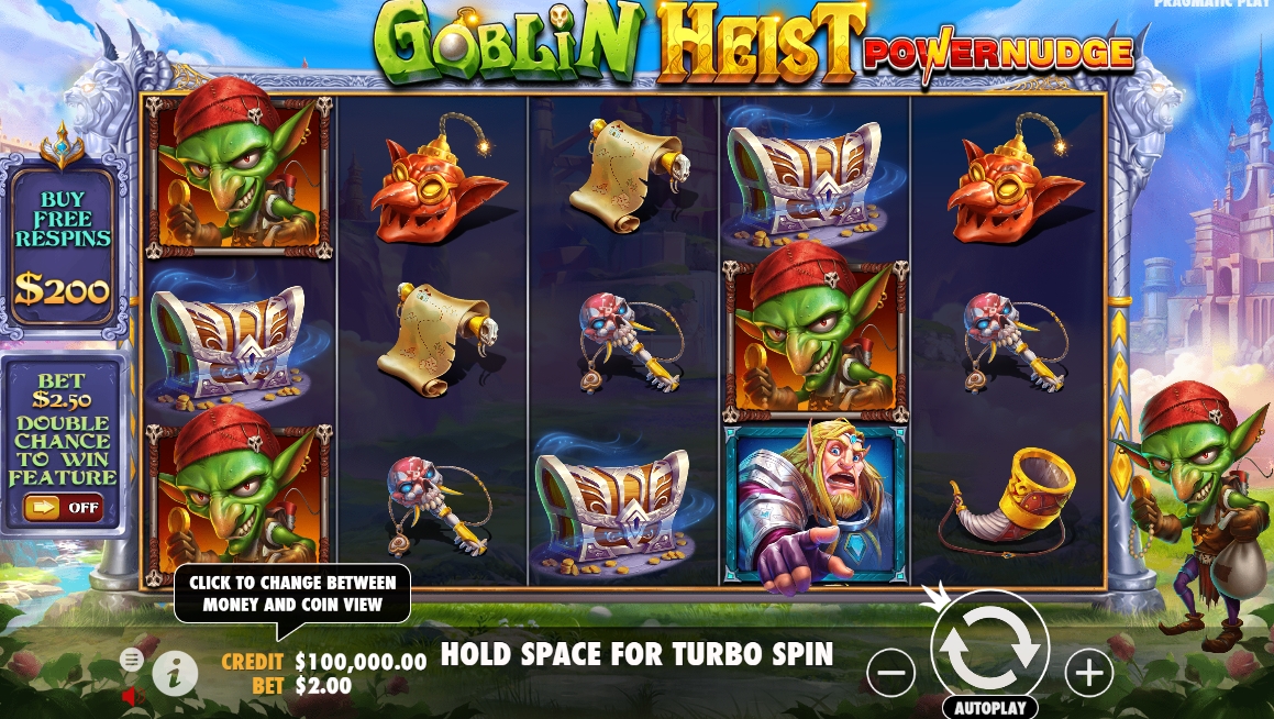 Интерфейс слота Goblin Heist Power Nudge