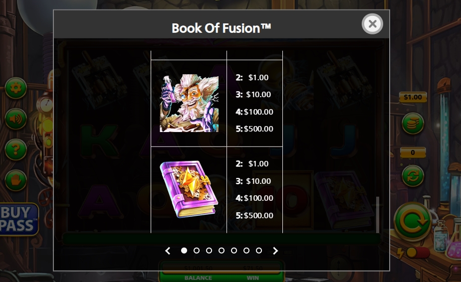 Выигрышные комбинации в слоте Book of Fusion