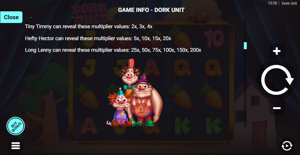 Специальные символы в слоте Dork Unit