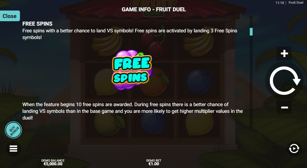 Фриспины в слоте Fruit Duel