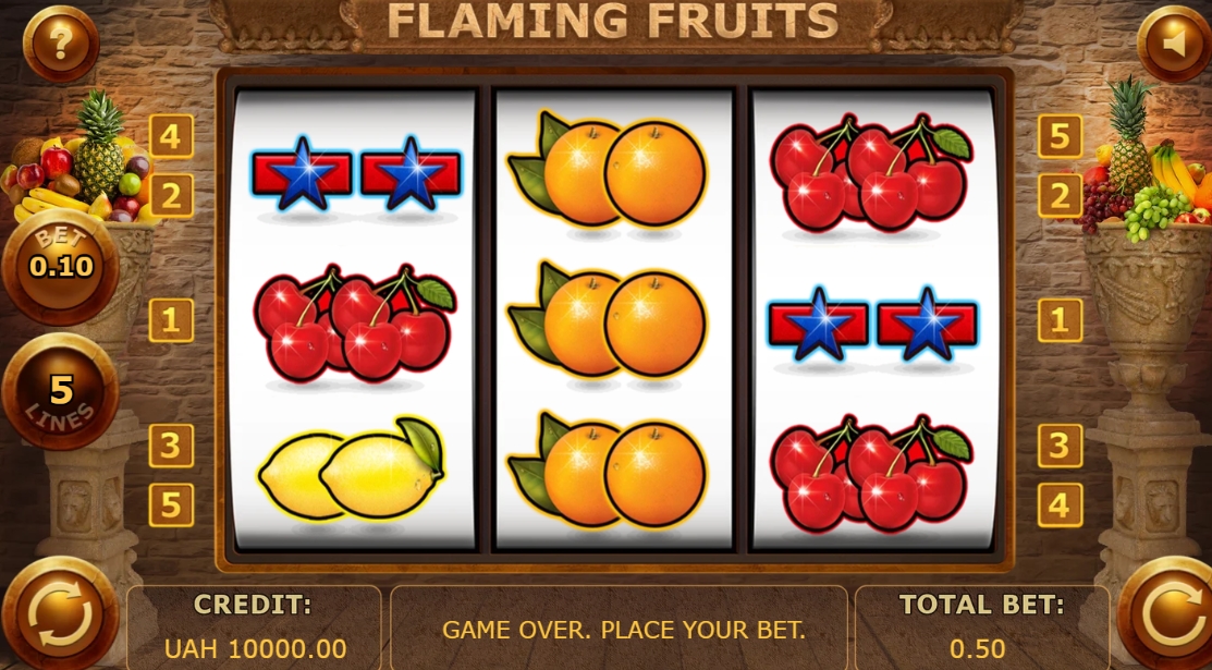 Интерфейс слота Flaming Fruits
